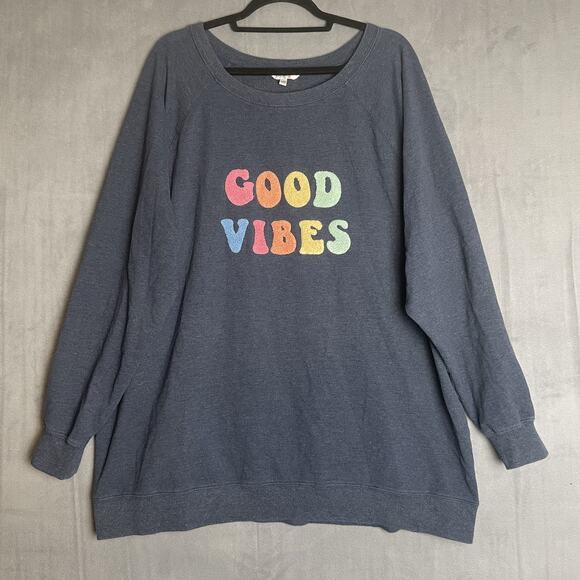 Wildfox Sweater Womens 2XL Good Vibes Crewneck Pullover Rainbow Graphic Cozy - Picture 1 of 7